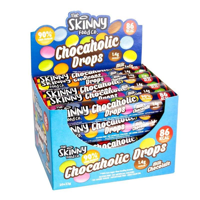 Chocaholic Drops Schokolinsen 20 x 22g Milk Chocolate von Skinny Food